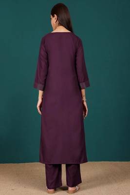 Floral printed cotton round neck kurta trouser & dupatta set 2