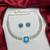 blue topaz cz diamond necklace earrings set, silver plated cushion cut bridal jewellery