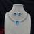 blue topaz cz diamond necklace earrings set, silver plated cushion cut bridal jewellery