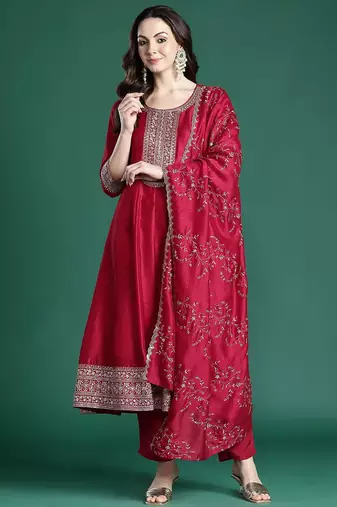 Ethnic Motifs Embroidered Kurta with Trousers & Dupatta