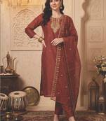 Women Paisley Embroidered Kurta with Trousers & With Dupatta