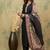 Floral embroidered cotton v neck kurta trouser & dupatta set