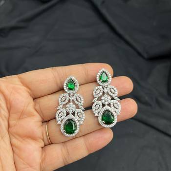 emerald green teardrop bridal jewellery set crystal cz choker necklace & earrings 4