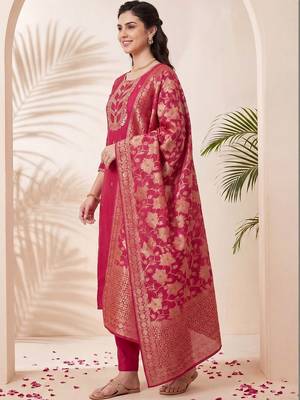 Women Ethnic Motifs Embroidered Regular Kurta with Trousers & With Dupatta 4