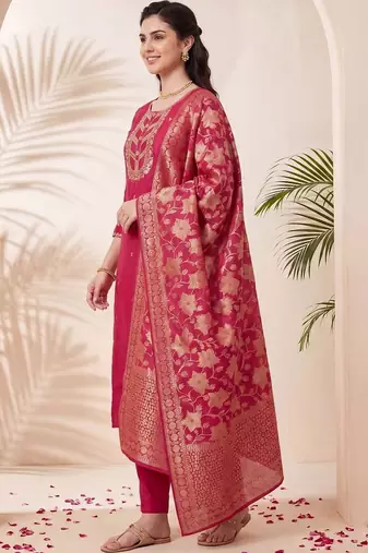 Women Ethnic Motifs Embroidered Regular Kurta with Trousers & With Dupatta