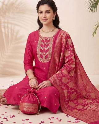 Women Ethnic Motifs Embroidered Regular Kurta with Trousers & With Dupatta 5
