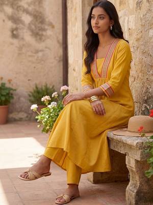 Women Tiered Gotta Patti Kurta with Trousers 5