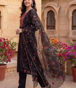 Women Ethnic Motifs Embroidered Thread Work Kurta with Trousers & With Dupatta