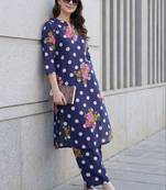 Women Floral Printed Cotton Kurta with Trousers