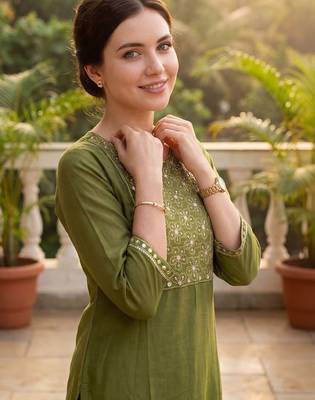 Women Ethnic Motifs Embroidered Thread Work Kurta with Trousers & With Dupatta 5
