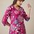 Floral Printed V-Neck Cotton A-Line Kurta With Trouser