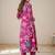 Floral Printed V-Neck Cotton A-Line Kurta With Trouser
