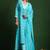 Floral embroidered cotton v neck kurta trouser & dupatta set