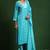 Floral embroidered cotton v neck kurta trouser & dupatta set