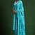 Floral embroidered cotton v neck kurta trouser & dupatta set