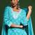 Floral embroidered cotton v neck kurta trouser & dupatta set