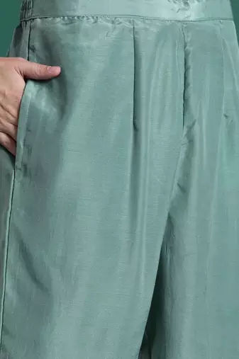 Floral Embroidered Sequinned Kurta With Trousers & Dupatta