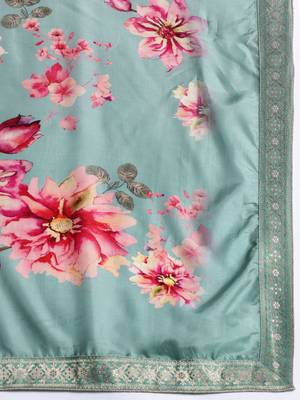 Floral Embroidered Sequinned Kurta With Trousers & Dupatta 4