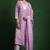 Floral embroidered cotton v neck kurta trouser & dupatta set