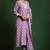Floral embroidered cotton v neck kurta trouser & dupatta set