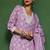 Floral embroidered cotton v neck kurta trouser & dupatta set