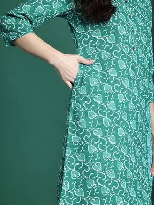Floral Printed Cotton Kurta with Trousers & Dupatta 8
