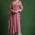 Floral printed cotton v neck kurta trouser & dupatta set
