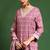 Floral printed cotton v neck kurta trouser & dupatta set