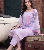 Women Ethnic Motifs Embroidered Thread Work Kurta with Trousers & With Dupatta