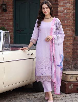 Women Ethnic Motifs Embroidered Thread Work Kurta with Trousers & With Dupatta 6