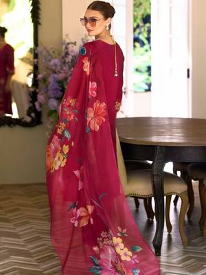 Women Floral Embroidered Thread Work Kurta with Trousers & With Dupatta 4