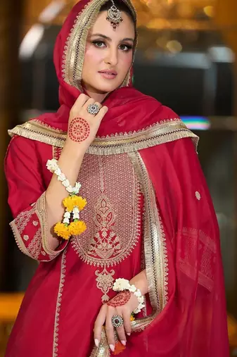 Women Ethnic Motifs Embroidered Zari A-Line Kurta with Trousers & Dupatta