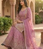 Pink Color Sequence Embroidery Work Silk Blend Salwar Suit