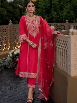 Women Ethnic Motifs Embroidered Kurta with Trousers & With Dupatta 1