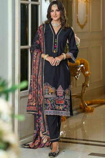 Women Ethnic Motifs Embroidered Kurta with Trousers & Dupatta