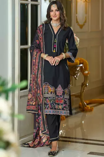 Women Ethnic Motifs Embroidered Kurta with Trousers & Dupatta