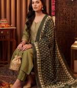 Women Ethnic Motifs Embroidered Thread Work Kurta with Trousers & With Dupatta