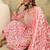Floral printed cotton round neck kurta trouser & dupatta set