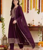 Women Ethnic Motifs Embroidered Thread Work Kurta with Trousers & With Dupatta
