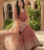 Orange Color Sequence Embroidery Work Silk Blend Salwar Suit
