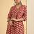 Women Printed Pleated Cotton Kurta with Trousers