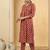 Women Printed Pleated Cotton Kurta with Trousers