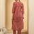 Women Printed Pleated Cotton Kurta with Trousers