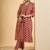 Women Printed Pleated Cotton Kurta with Trousers