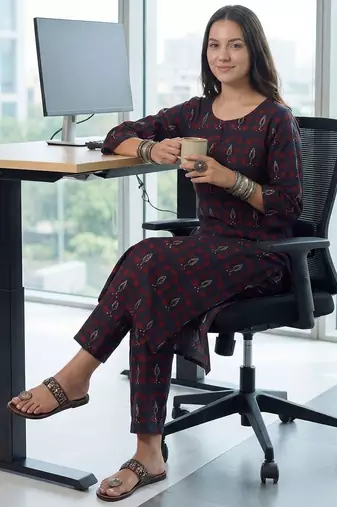Women Ethnic Motifs Printed Cotton Kurta with Trousers