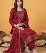 Women Ethnic Motifs Kurta with Trousers & With Dupatta