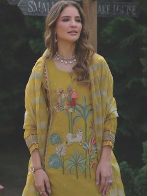 Women Ethnic Motifs Embroidered Sequinned Kurta with Trousers & With Dupatta 5