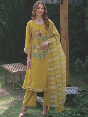 Women Ethnic Motifs Embroidered Sequinned Kurta with Trousers & With Dupatta 6