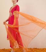 Women Ethnic Motifs Embroidered Kurta with Trousers & Dupatta
