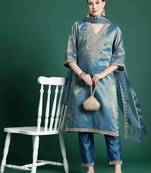 Women Ethnic Motifs Embroidered Kurta with Trousers & With Dupatta